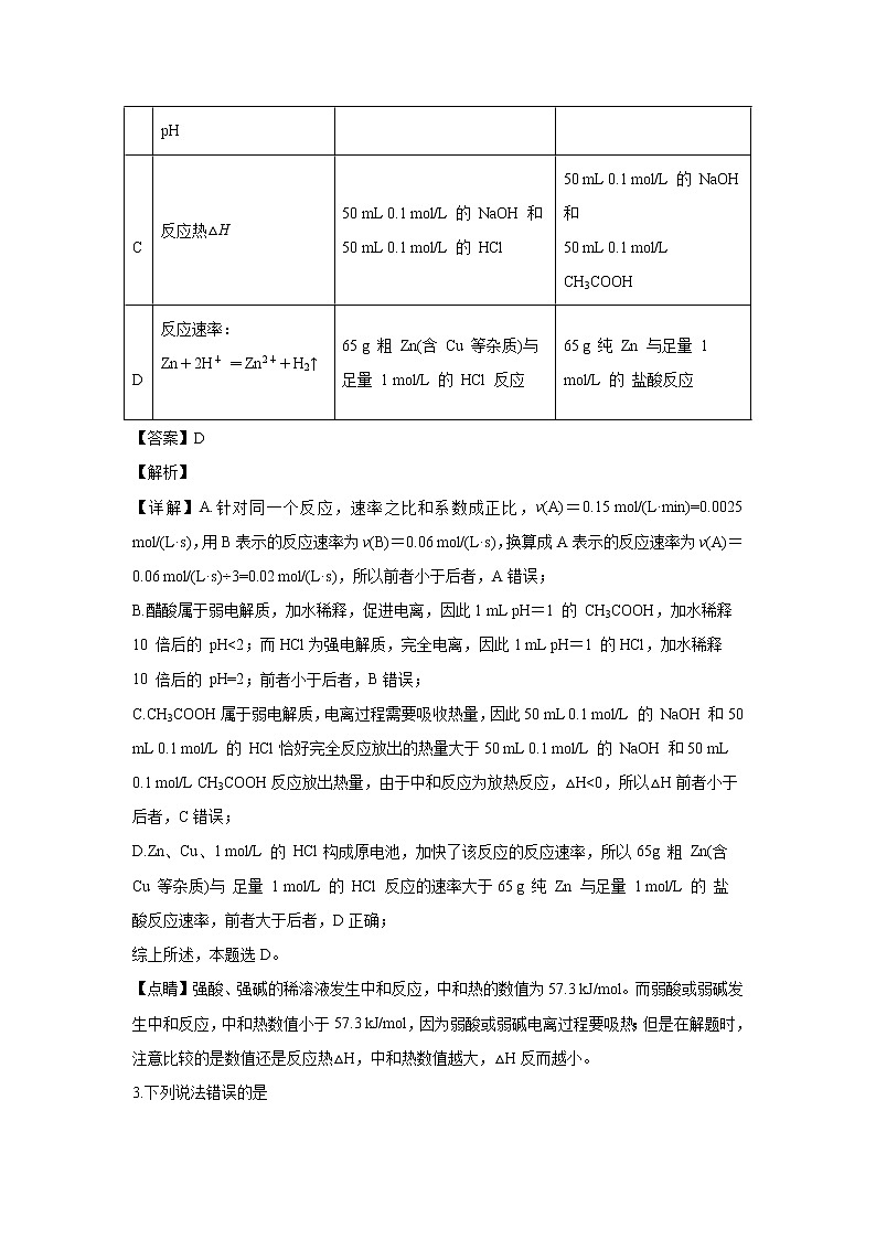 【化学】四川省成都市外国语学校2018-2019学年高二下学期入学考试（解析版）02