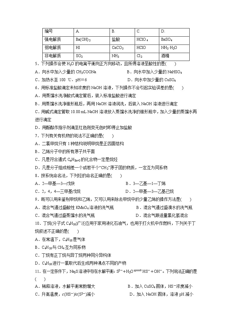 【化学】甘肃省静宁县第一中学2018-2019学年高二上学期期末考试（实验班）02