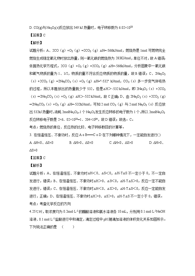 【化学】贵州省铜仁市第一中学2018-2019学年高二下学期开学考试（解析版）02