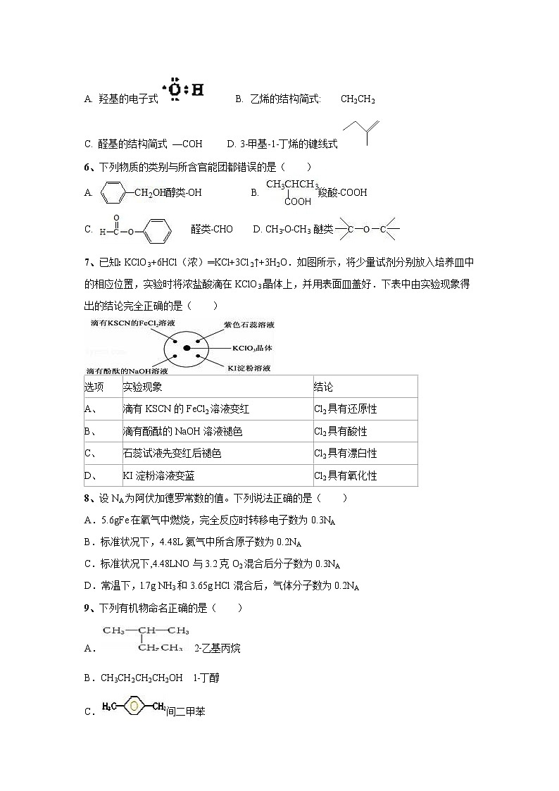 【化学】云南省景东彝族自治县第一中学2019-2020学年高二上学期第一次月考试题02