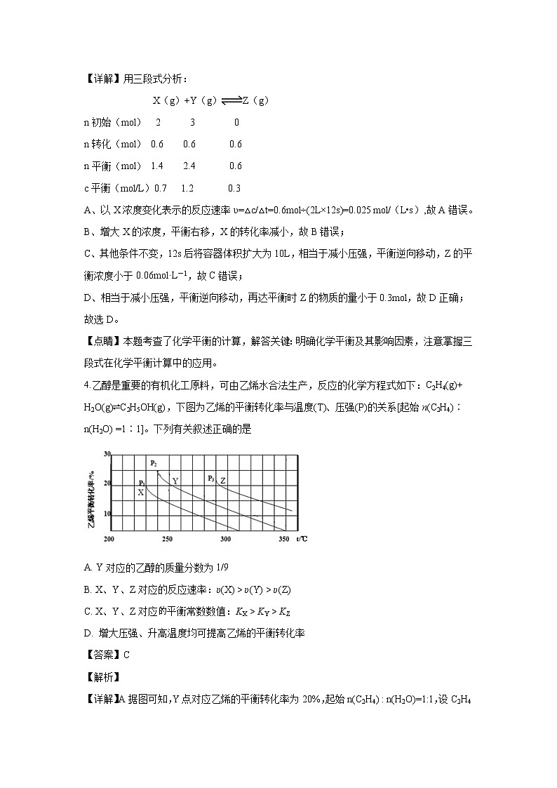 【化学】河北省武邑中学2019-2020学年高二下学期3月线上考试（解析版）03
