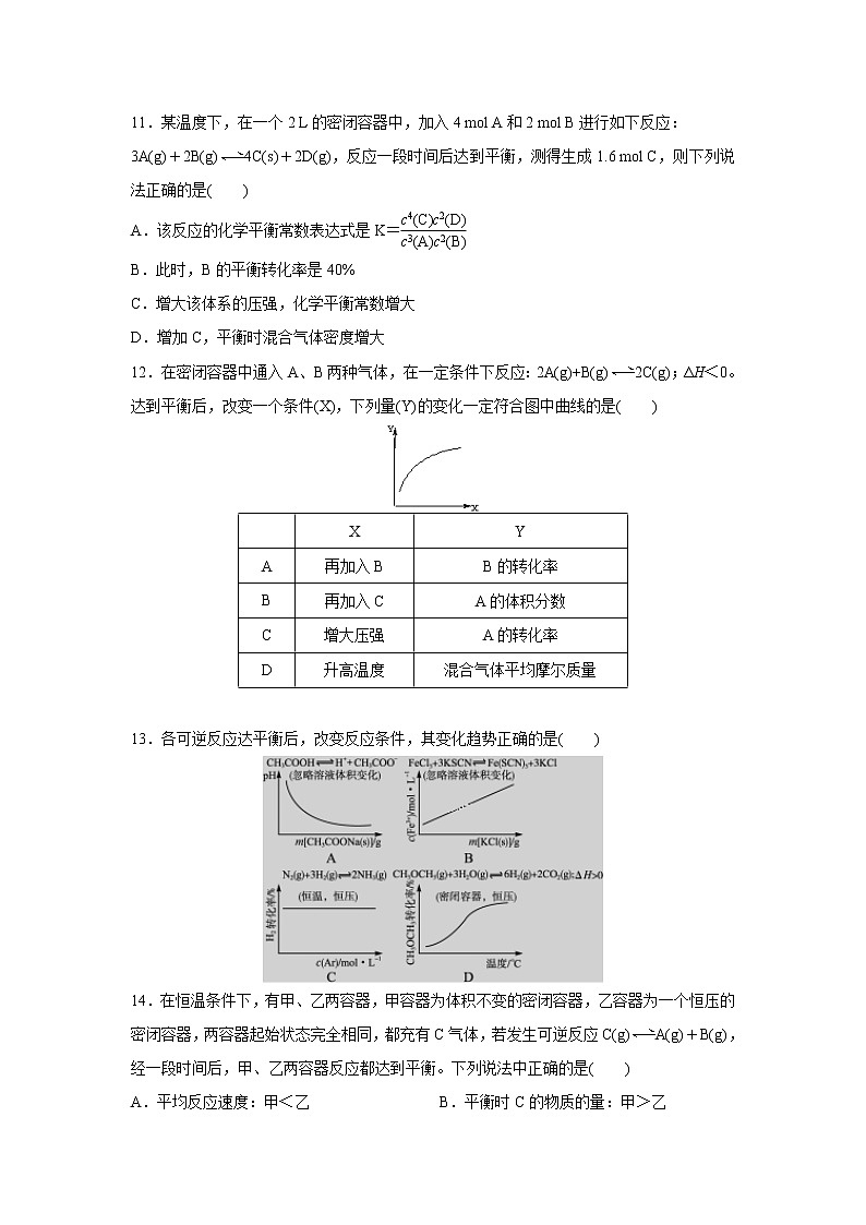 【化学】江西省赣州市于都二中2019-2020学年高二上学期第三次月考 试卷03