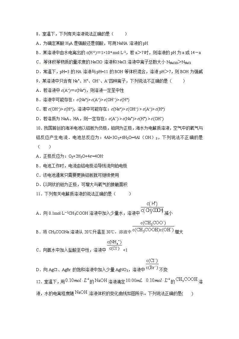 【化学】江西省万载中学2019-2020学年高二12月月考试题03