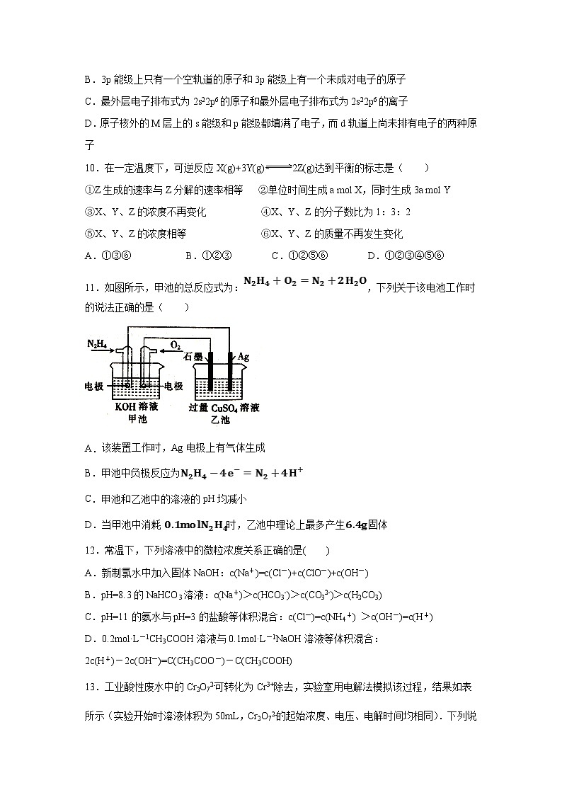 【化学】辽宁省实验中学东戴河分校2019-2020学年高二12月月考试卷03