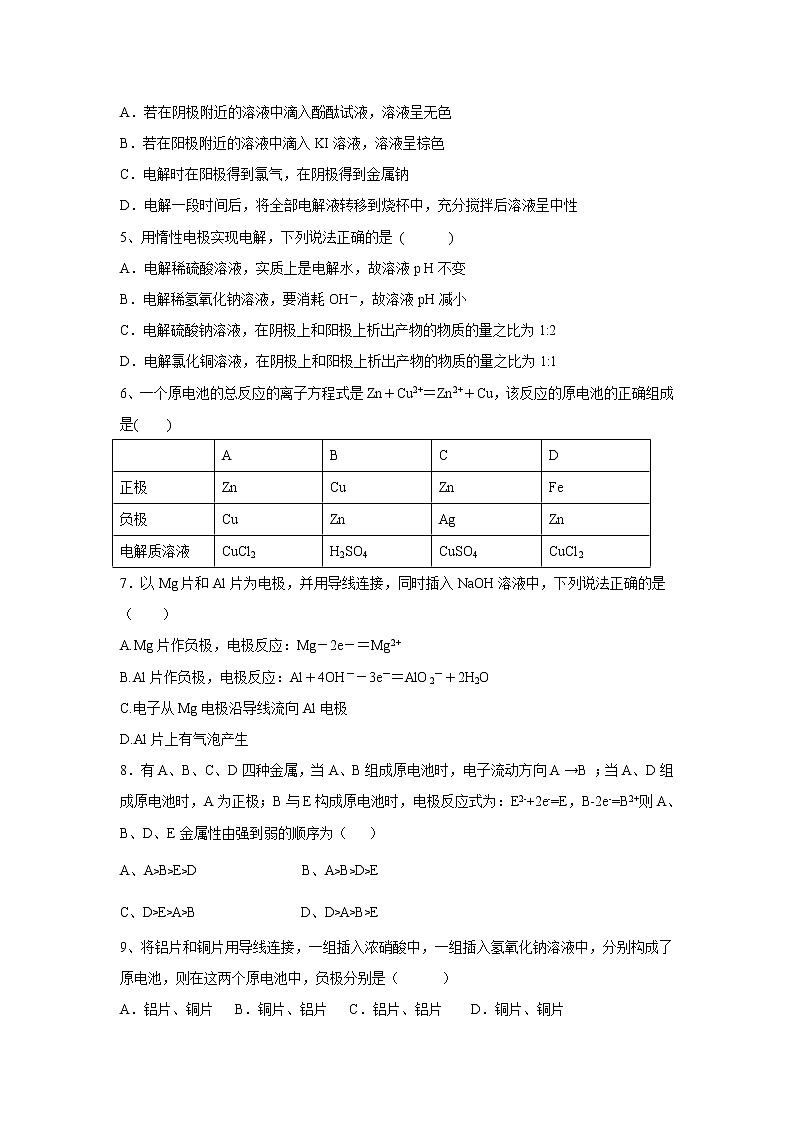【化学】山西省应县第一中学校（又：朔州外国语学校）2019-2020学年高二上学期第四次月考试题02