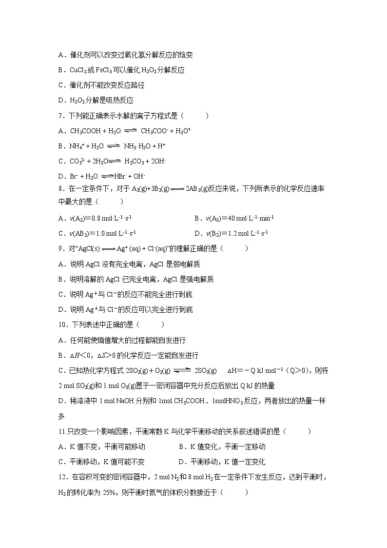 【化学】四川省邻水市实验中学2019-2020学年高二12月月考试卷02