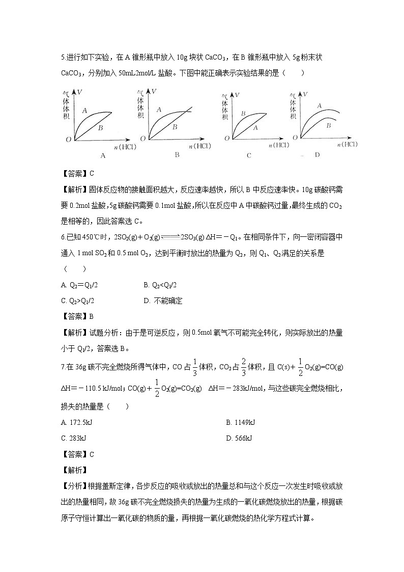 【化学】甘肃省张掖市临泽县第一中学2019-2020学年高二上学期9月月考试题（解析版）03
