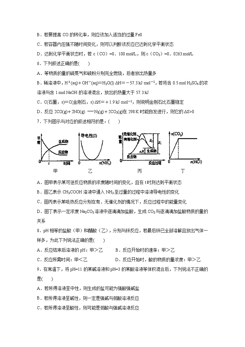 【化学】河南省鲁山县第一高级中学2019-2020年高二上学期月考试卷02