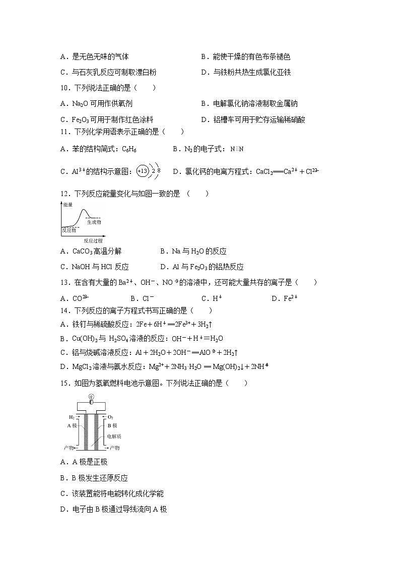 【化学】江苏省南通第一中学2019-2020学年高二上学期教学质量调研（三）试题（必修）第2页