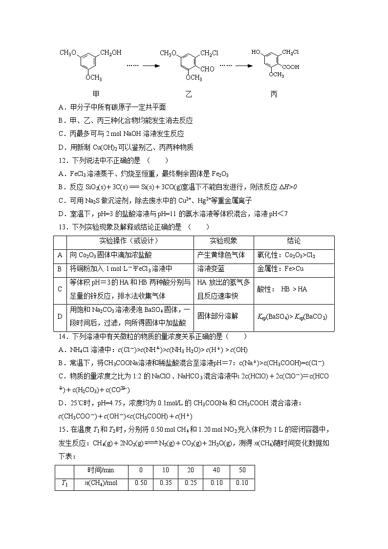 【化学】江苏省如皋中学2019-2020学年高二上学期阶段测试试题03