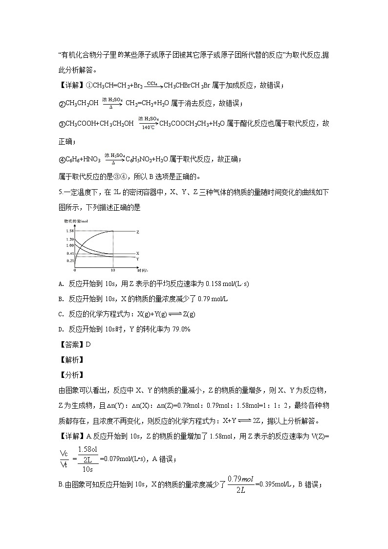 【化学】云南省普洱市景东彝族自治县第一中学2019-2020学年高二下学期期中考试（解析版）03