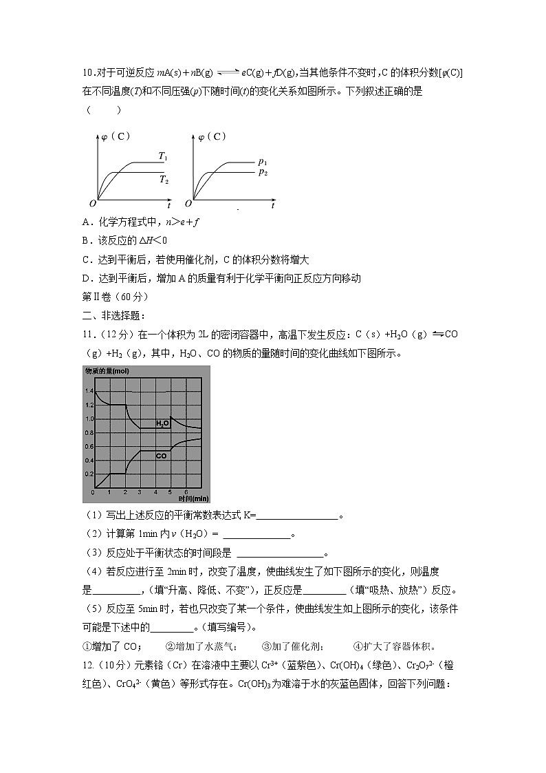 【化学】西藏拉萨市那曲二高2019-2020学年高二上学期期中考试试卷03