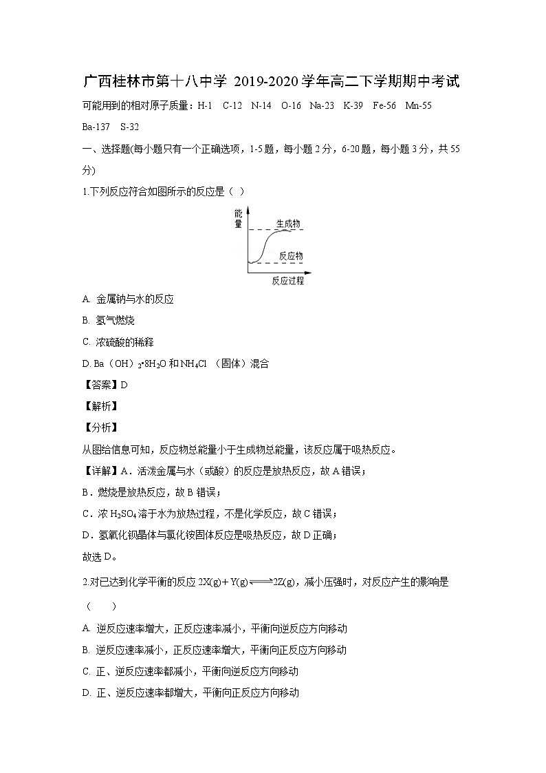 【化学】广西桂林市第十八中学2019-2020学年高二下学期期中考试（解析版）第1页