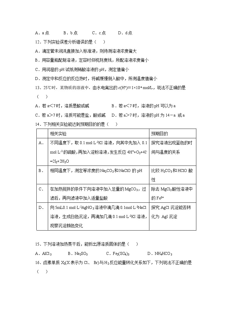 【化学】黑龙江省哈尔滨市第三中学2019-2020学年高二上学期期中考试（理）03