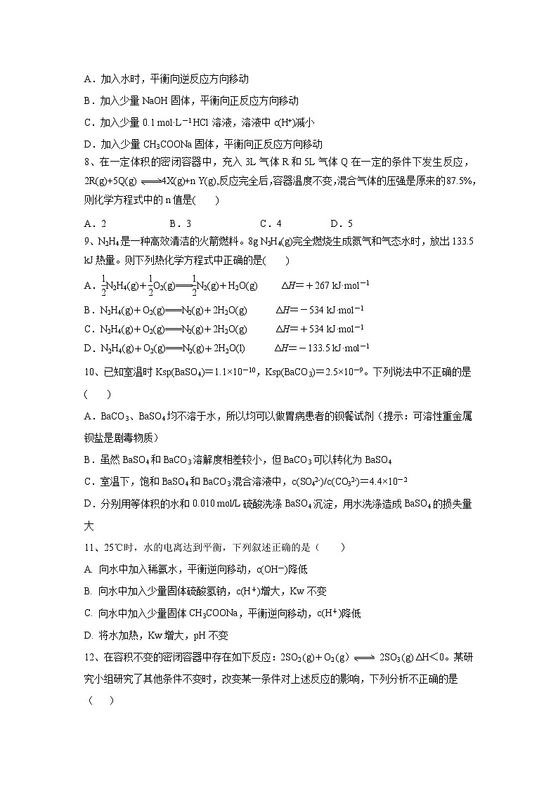 【化学】湖南省岳阳县第一中学2019-2020学年高二上学期期中考试试题02