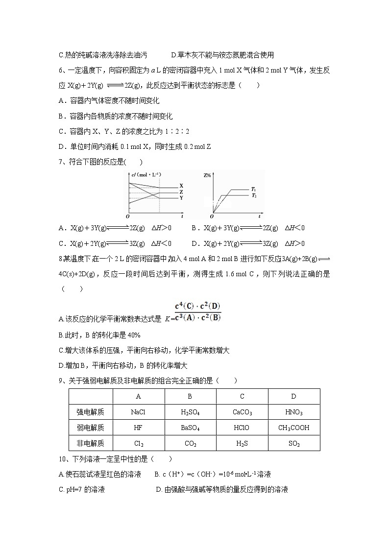 【化学】吉林省长春九台师范高中2019-2020学年高二上学期期中考试第2页