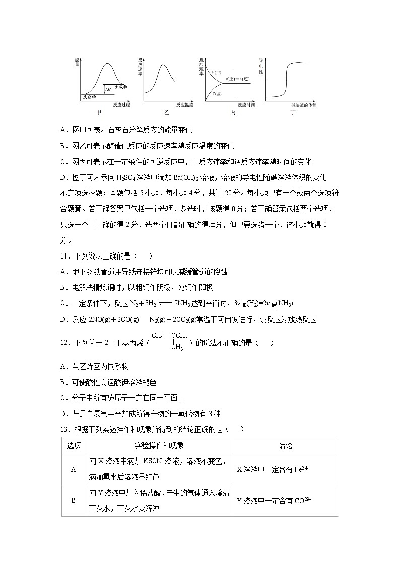 【化学】江苏省南京市2019-2020学年高二上学期期中考试03