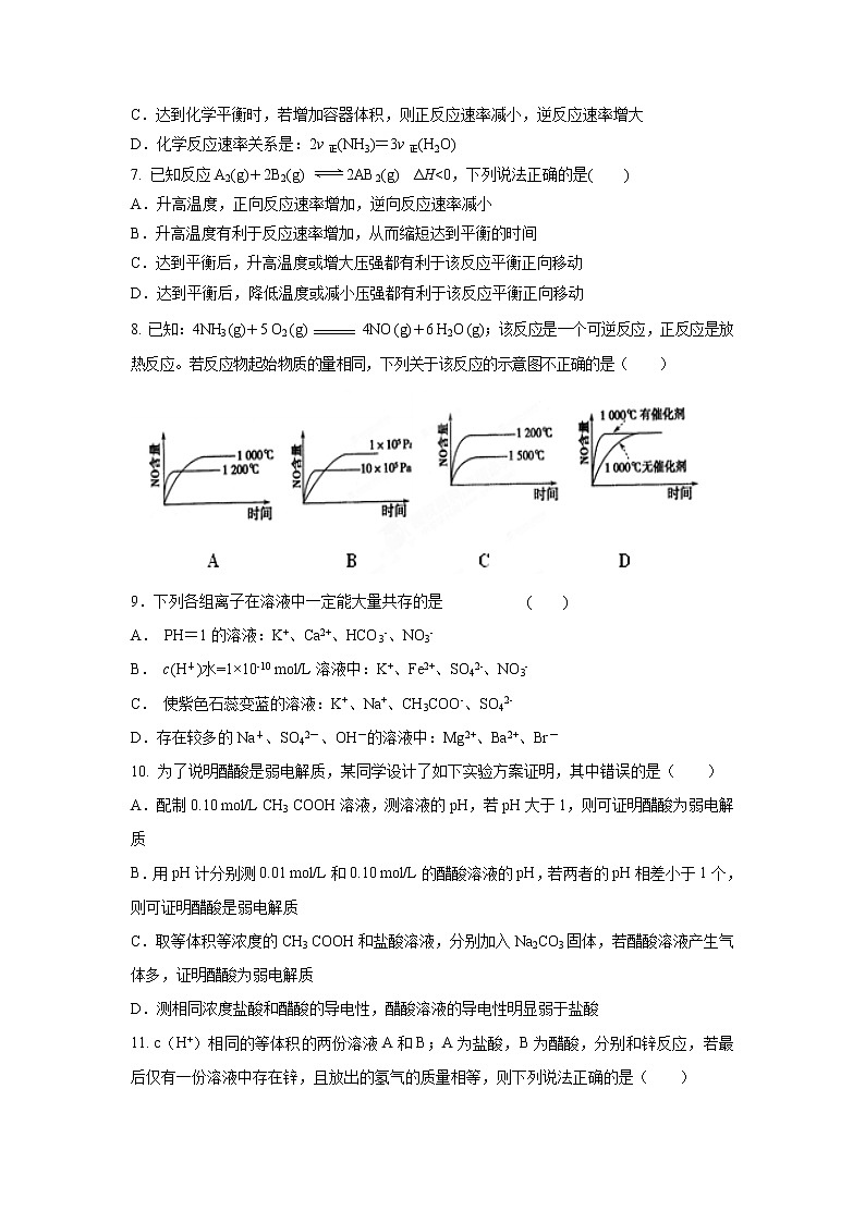 【化学】北京市昌平区新学道临川学校2019-2020学年高二上学期期中考试试题02