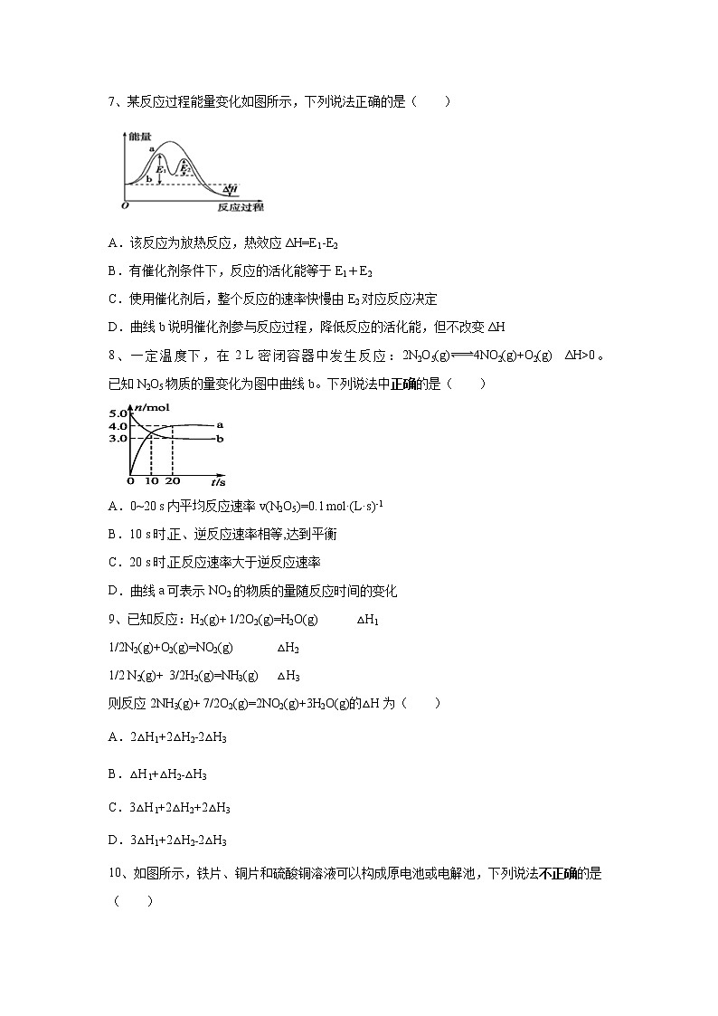 【化学】福建省福州市八县（市、区）一中2019-2020学年高二上学期期中联考试题02