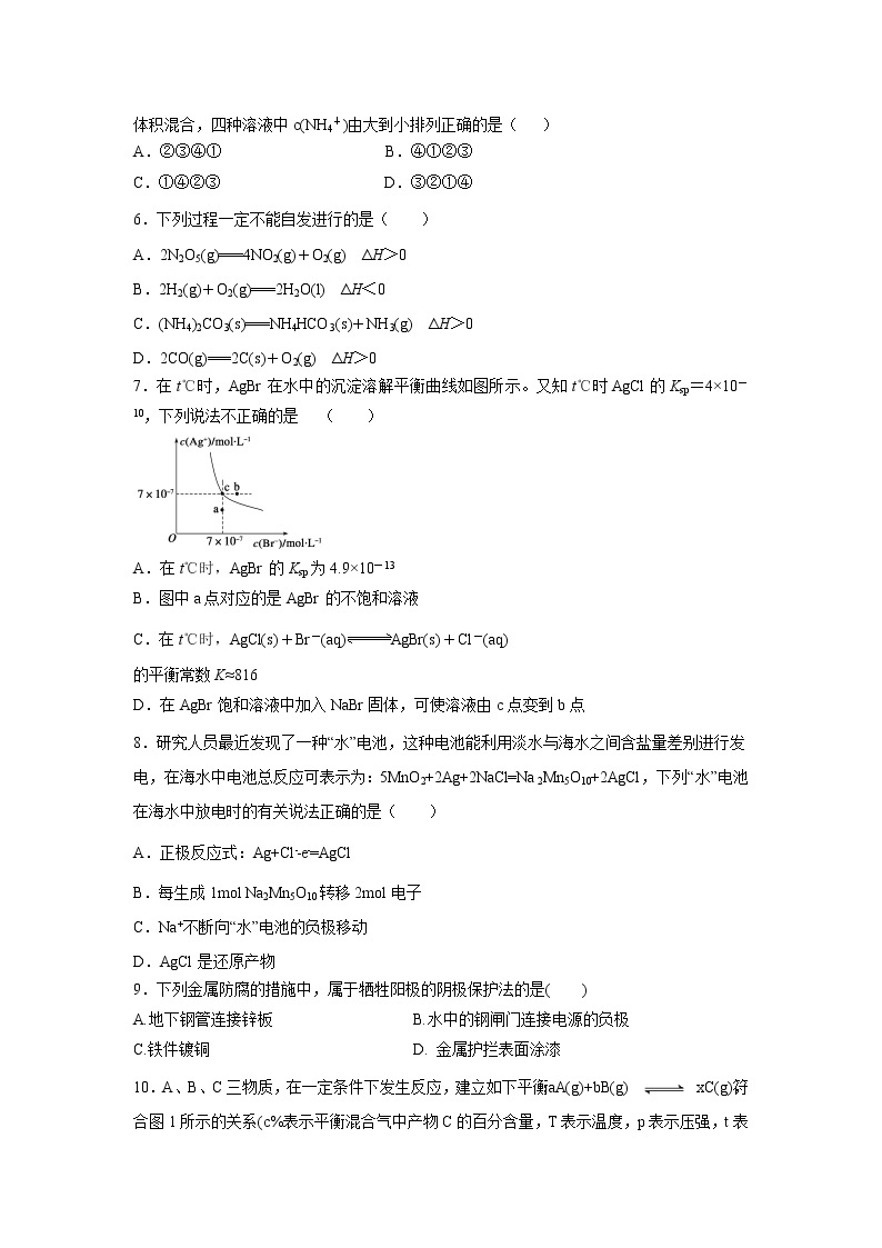 【化学】湖南省某校2019-2020学年高二上学期期末考试试卷02