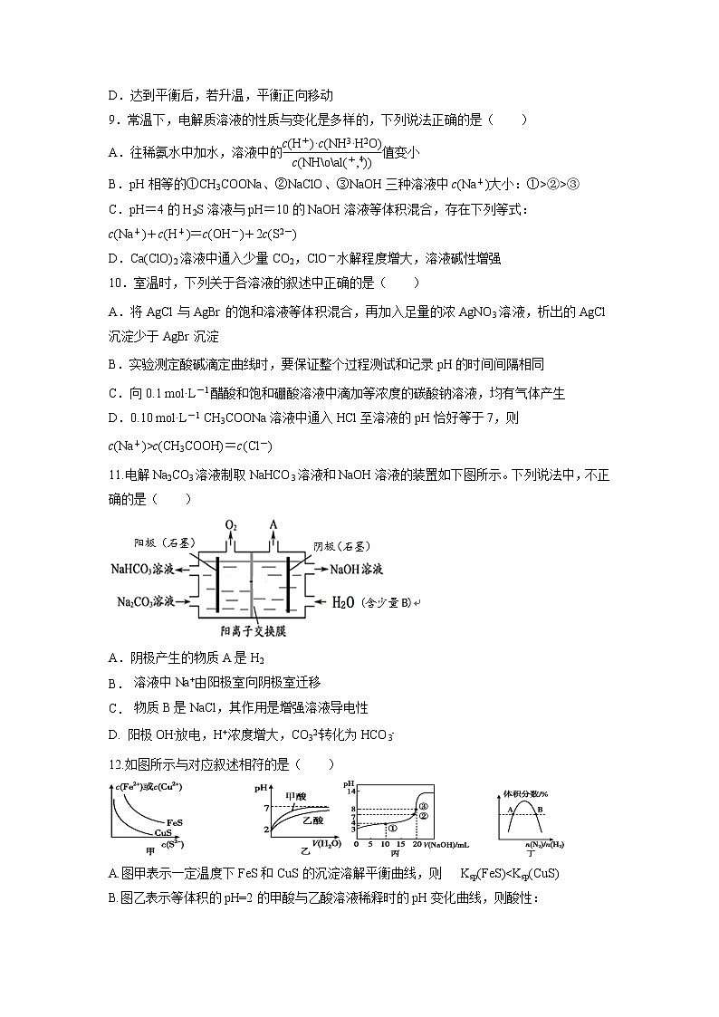 【化学】天津市静海区第一中学2019-2020学年高二上学期期末学生学业能力调研试题03