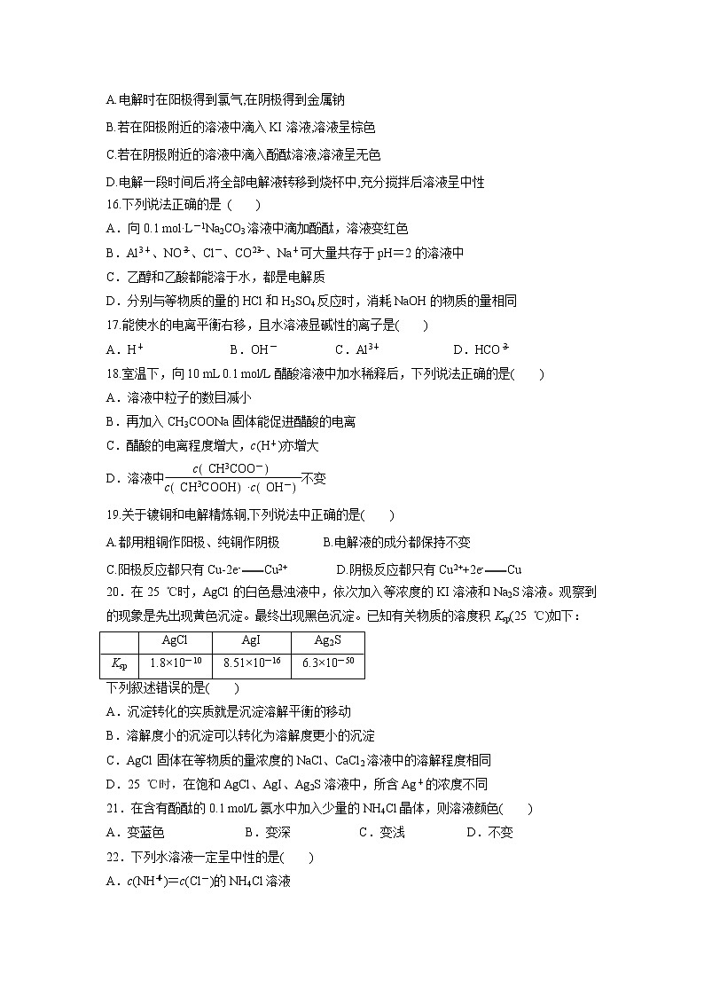 【化学】宁夏银川市兴庆区长庆高级中学2019-2020学年高二上学期期末考试试卷第3页