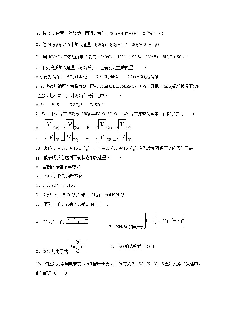 【化学】安徽省肥东第二中学2019-2020学年高二上学期入学考试02