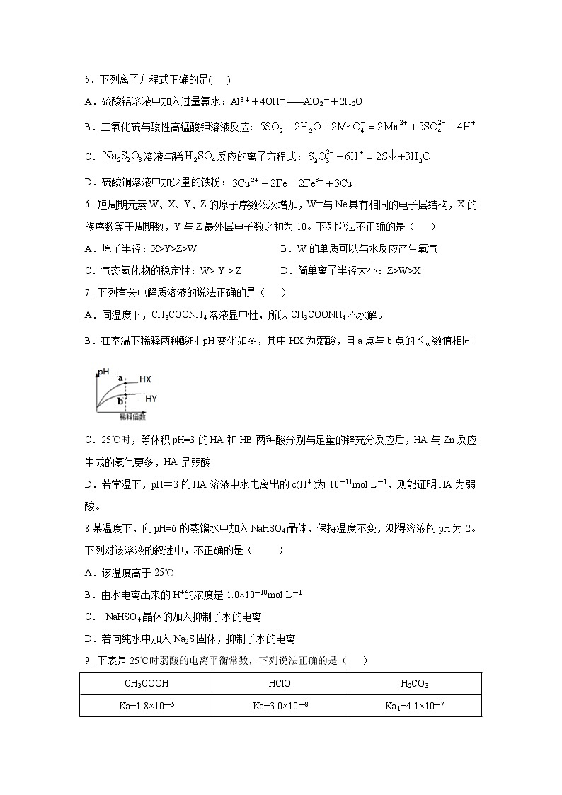 【化学】广东省汕头市金山中学2019-2020学年高二上学期期末考试试题第2页