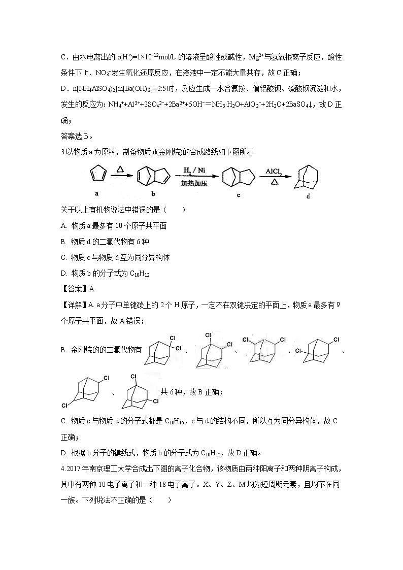 【化学】江西省南昌市第十中学2020届高三下学期综合模拟考试（解析版）02