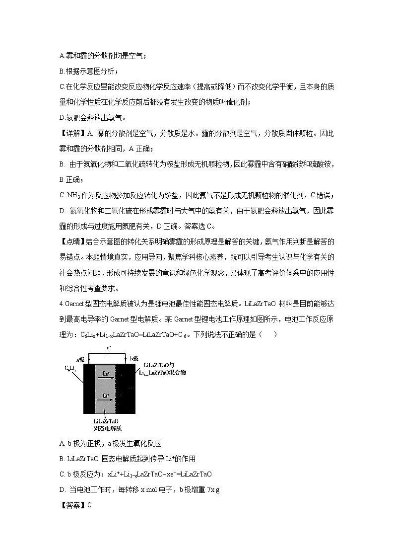【化学】江西省宜春市上高二中2020届高三上学期第四次月考理综（解析版） 试卷03