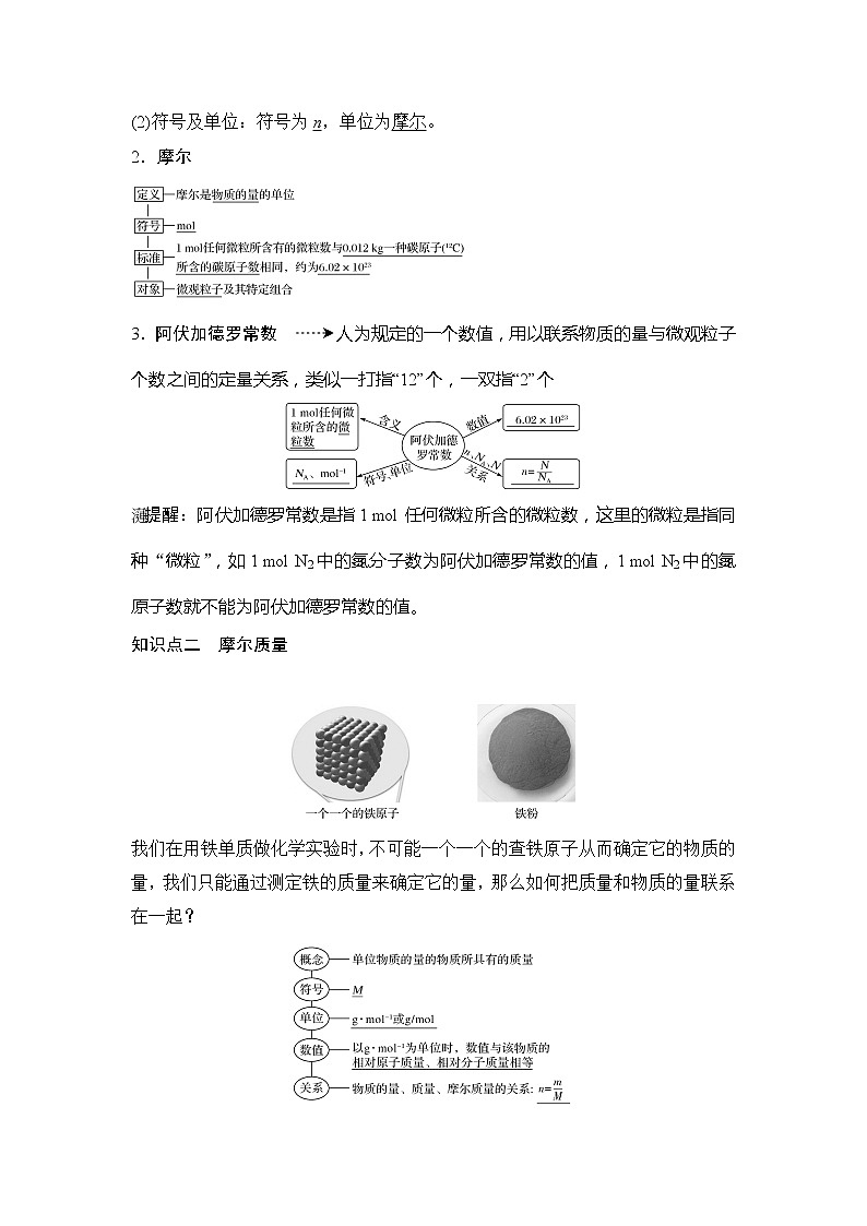 2019-2020版化学新教材导学鲁科必修第一册讲义：第1章第3节第1课时物质的量及其单位——摩尔　摩尔质量02
