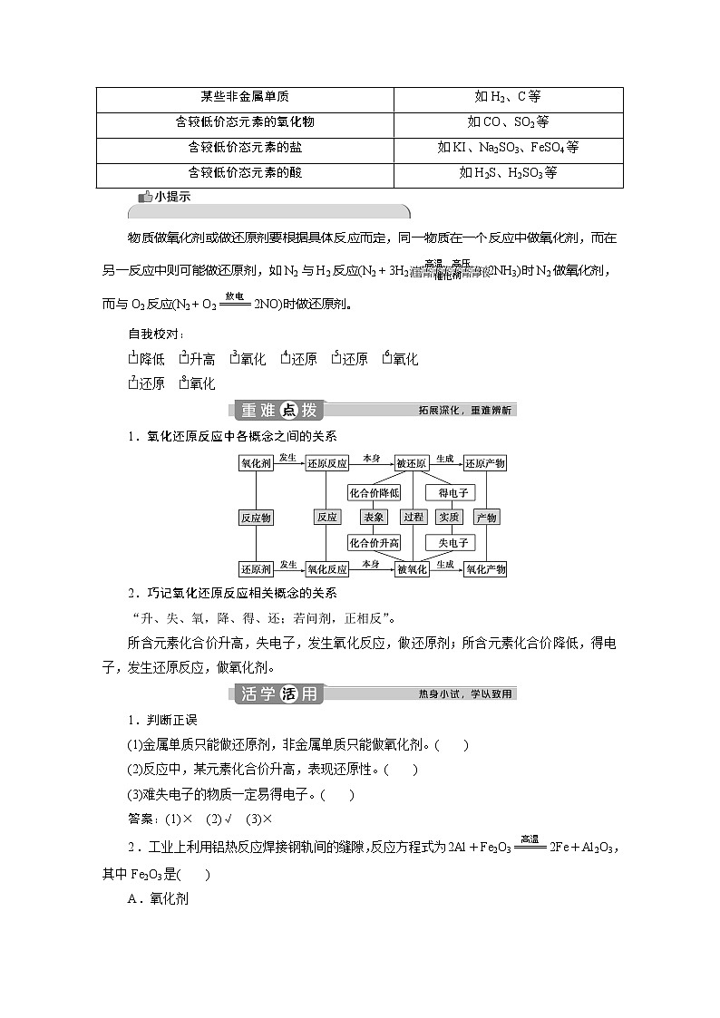 （新教材）2019-2020学年鲁科版化学必修第一册讲义：2.3第2课时　氧化剂和还原剂02