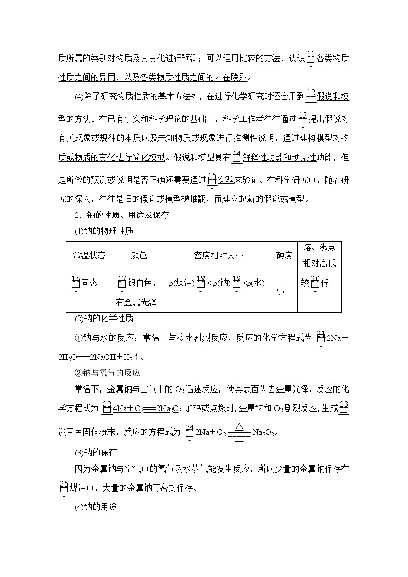 2020新教材化学同步新素养培优鲁科必修第一册讲义：第1章第2节第1课时研究物质性质的基本方法第2页