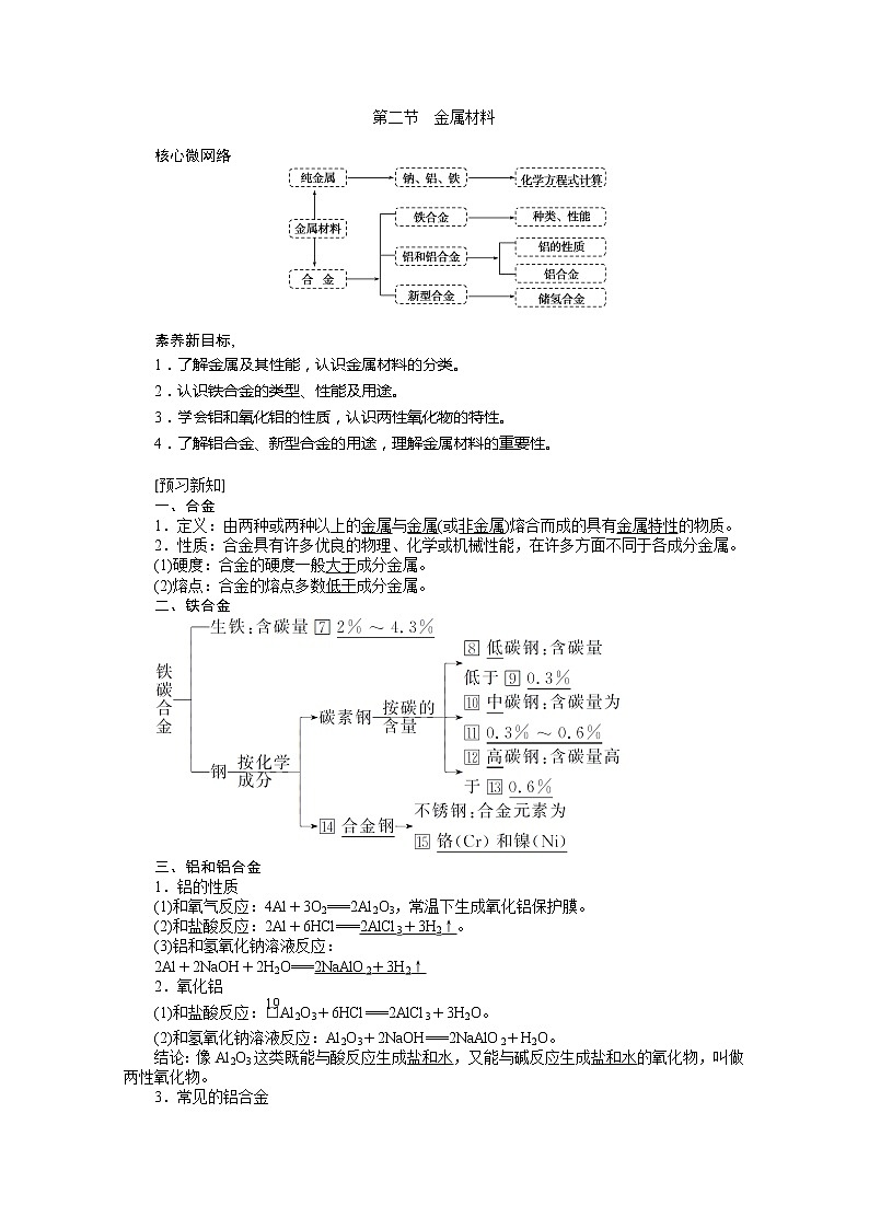 2019-2020学年新教材素养突破人教版化学必修第一册讲义：第三章铁金属材料3.201