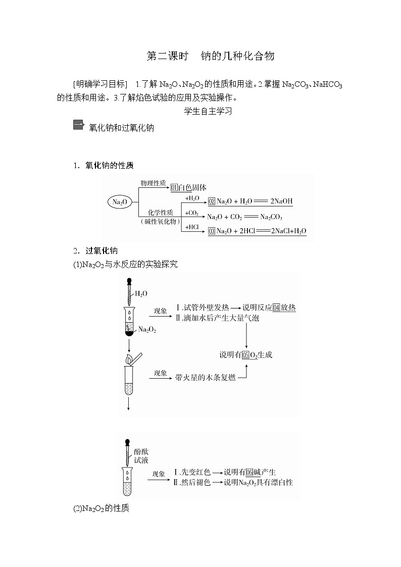 2020新教材化学同步新素养培优人教必修第一册讲义：第二章第一节第二课时钠的几种化合物01