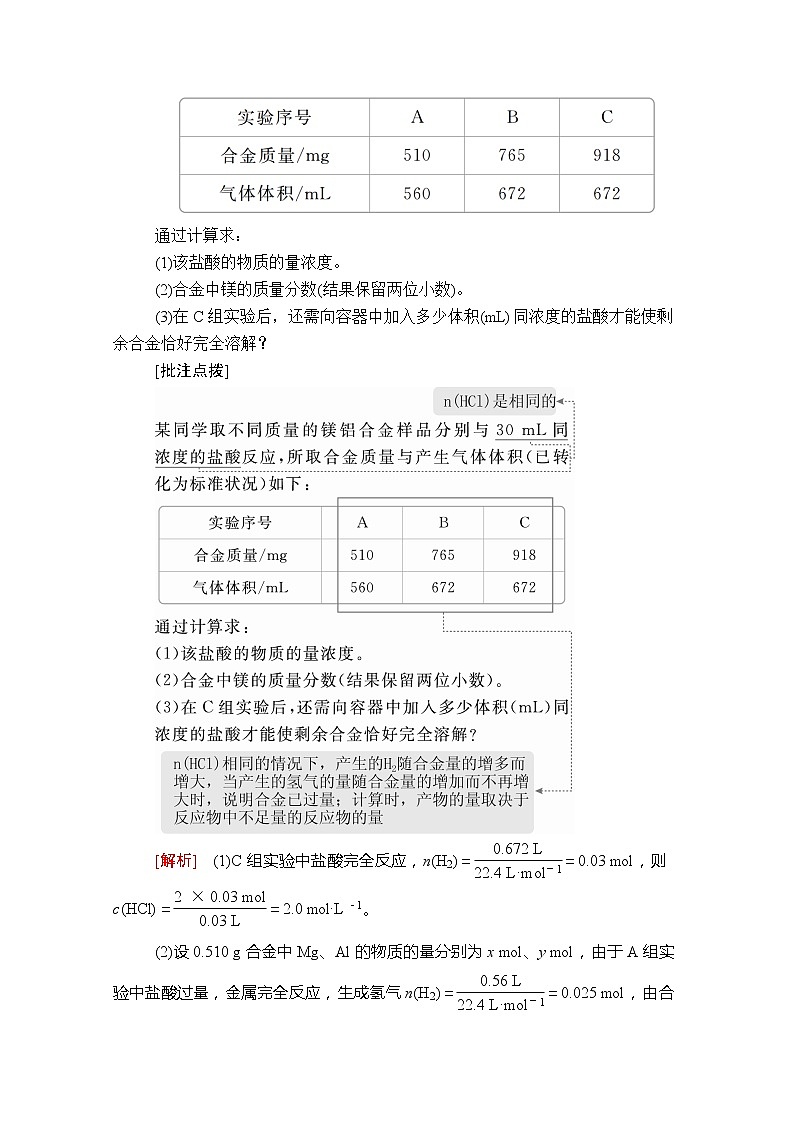 2020新教材化学同步新素养培优人教必修第一册讲义：第三章第二节第二课时物质的量在化学方程式计算中的应用第3页
