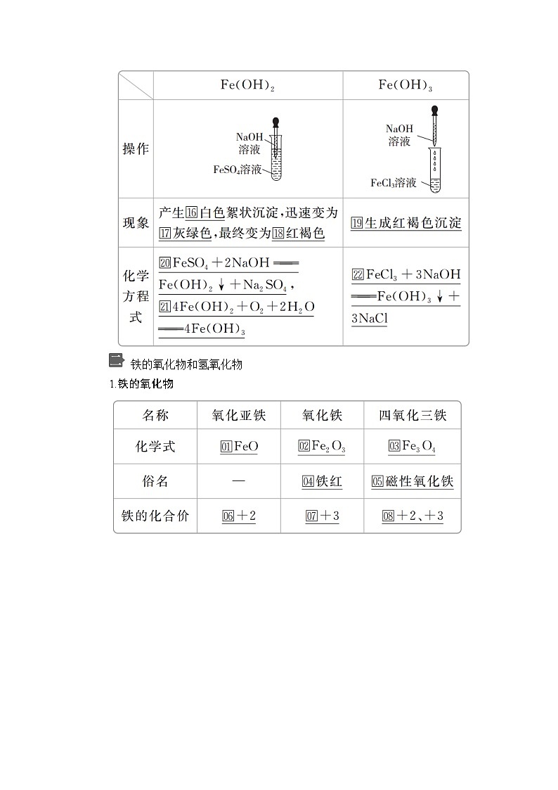 2020新教材化学同步新素养培优人教必修第一册讲义：第三章第一节铁及其化合物02