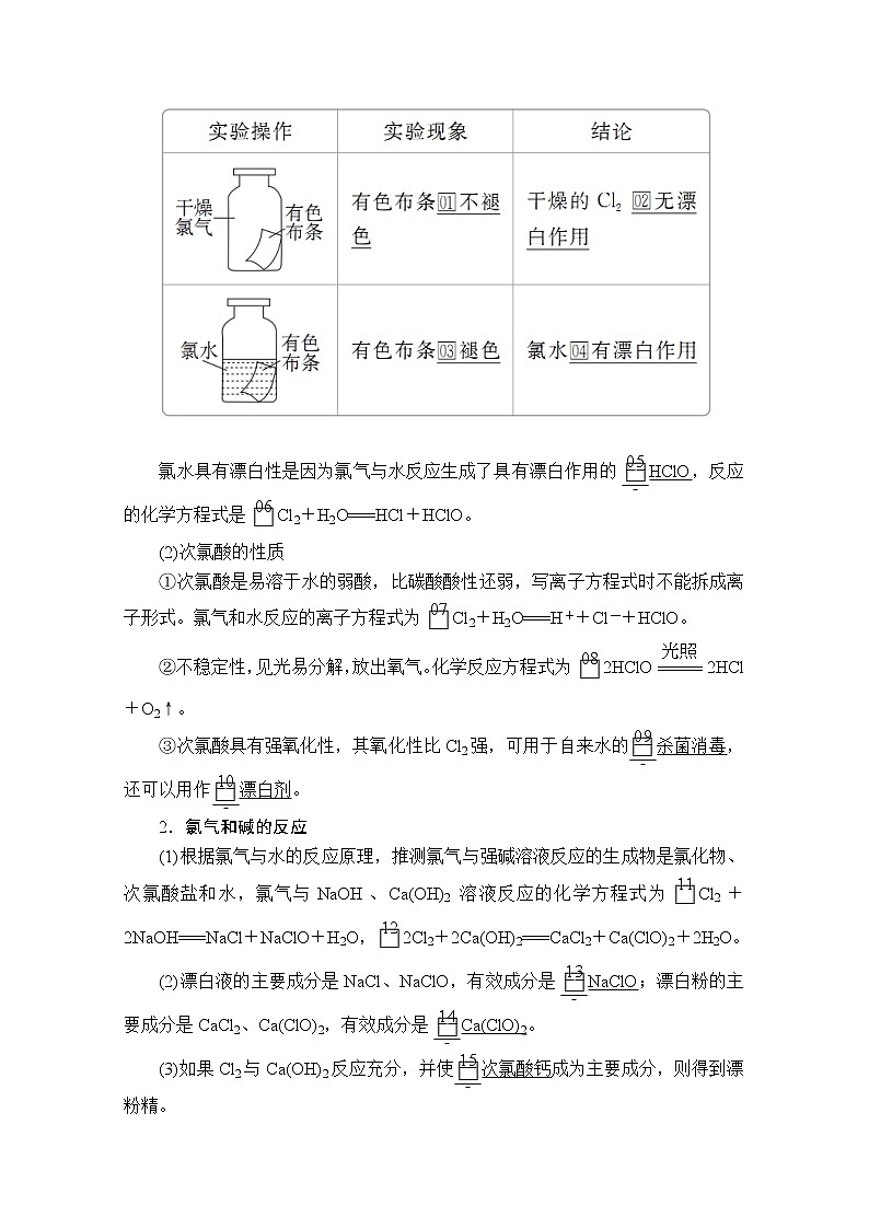 2020新教材化学同步新素养培优人教必修第一册讲义：第二章第二节第一课时氯气的性质03