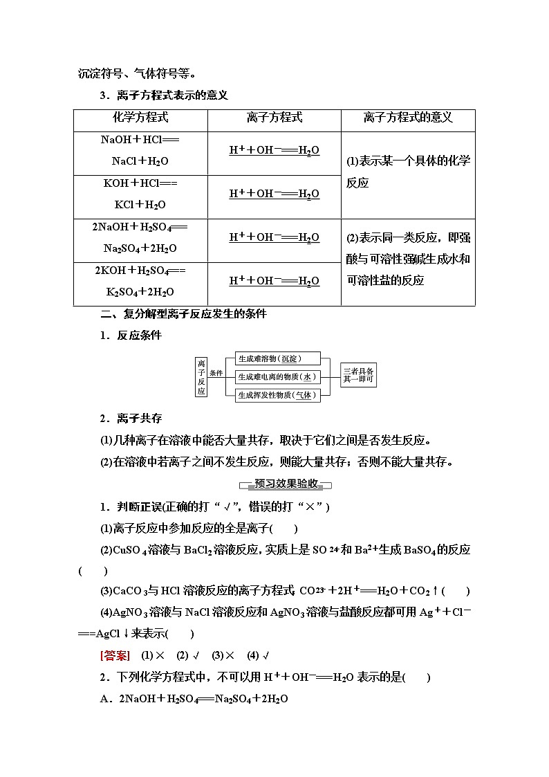 2019-2020版化学新教材人教必修第一册讲义：第1章第2节第2课时　离子反应02