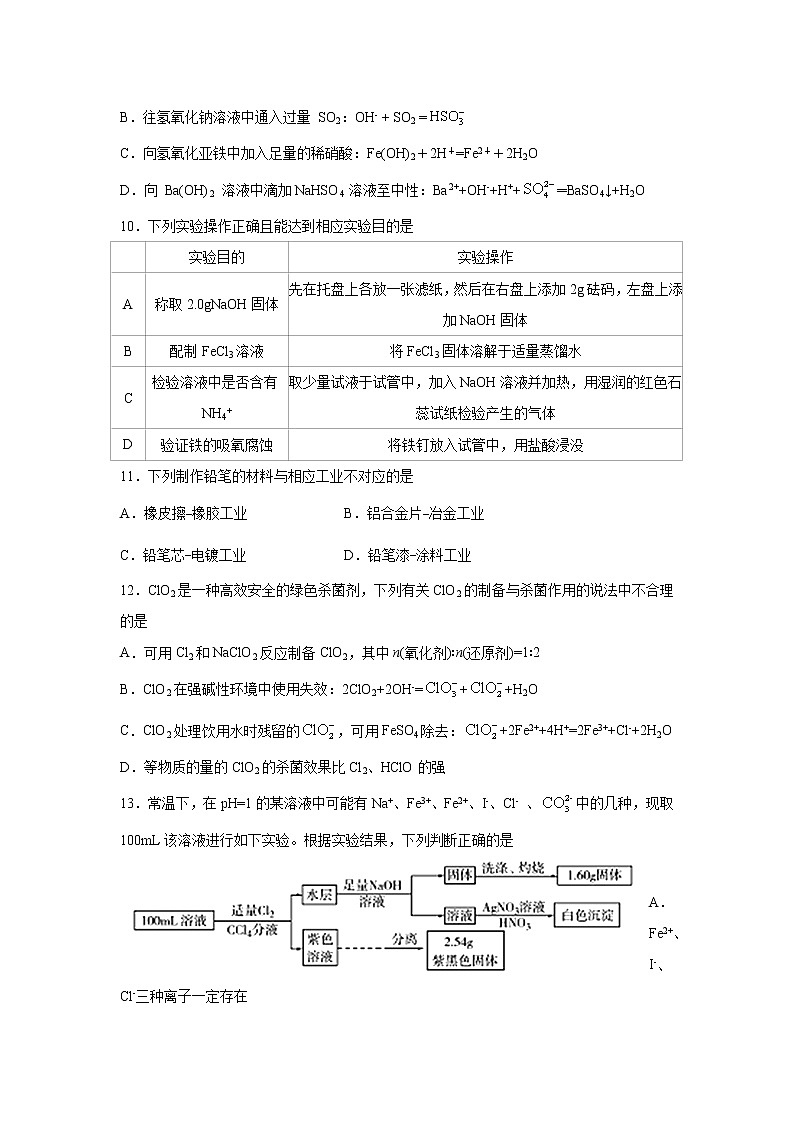 福建省福州第一中学2021届高三上学期期中考试化学试卷（含答案）03