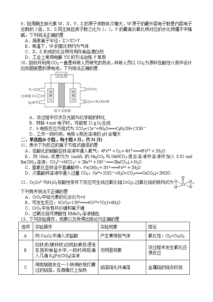 广东省汕头市金山中学2021届高三上学期期中考试 化学02