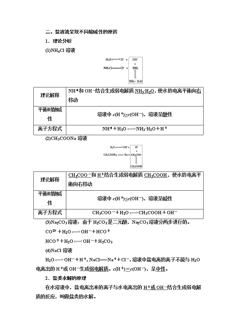 2020版  高中化学  选修  第1册  第3章 第3节　第1课时　盐类的水解  教案第2页