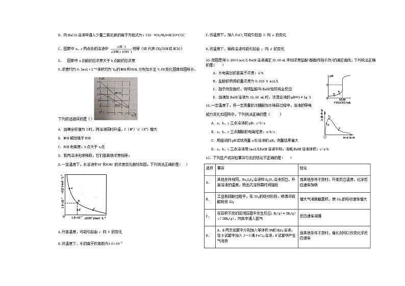 黑龙江省东宁市第一中学2020-2021学年高二上学期第一次月考化学试卷02