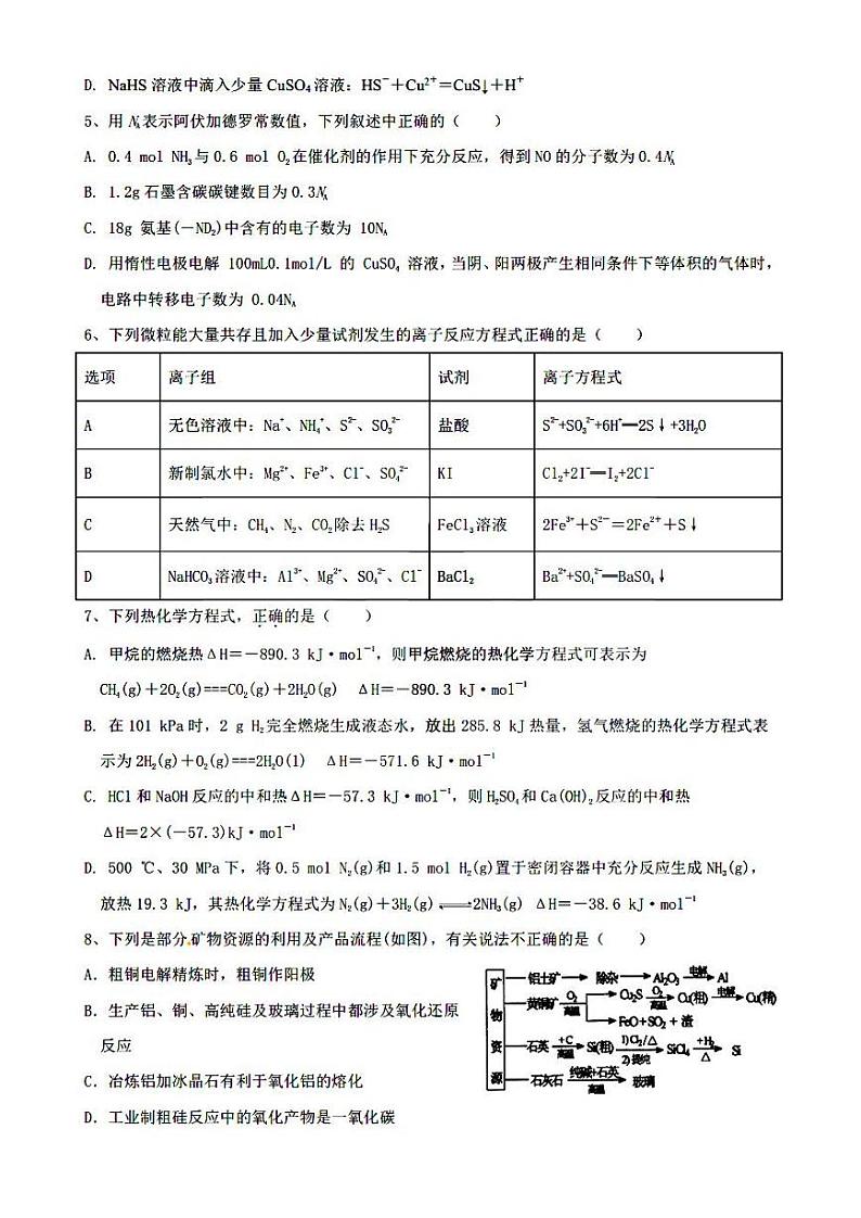 黑龙江省大庆市铁人中学2021届高三上学期11月阶段检测化学试题第2页