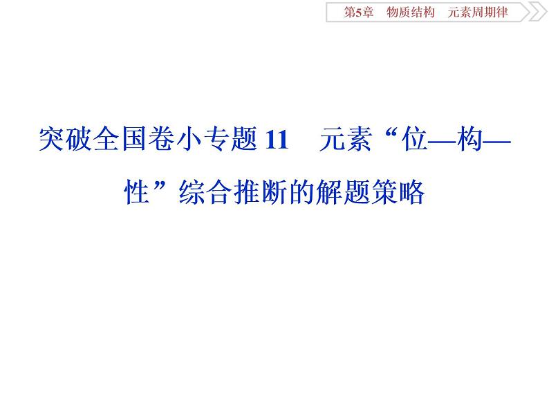 高中化学必修二鲁科版  原子结构、化学键　元素“位—构—性”综合推断的解题策略课件01