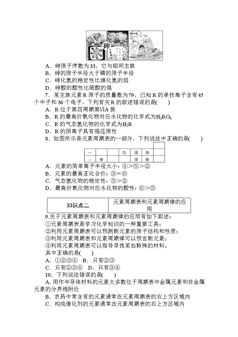 2020秋化学新教材人教版必修第一册层级练：4.2.2 第2课时　元素周期表和元素周期律的应用02
