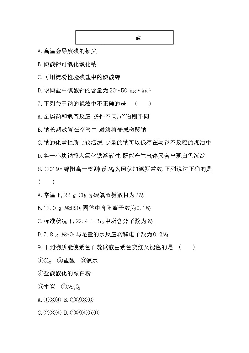 2019-2020新教材人教版化学新素养导学必修一模块素养评价（一） 试卷03