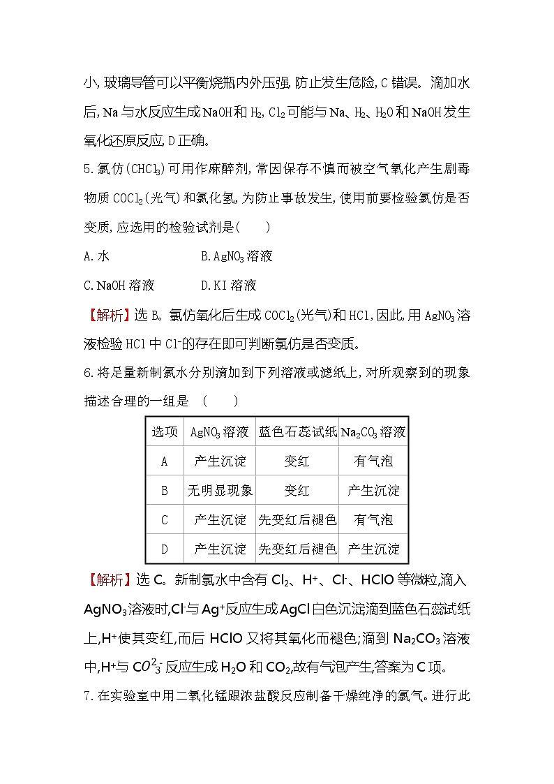 2019-2020新教材人教版化学新素养导学必修一课堂检测·素养达标 2.2.2氯气的实验室制法　氯离子的检验03