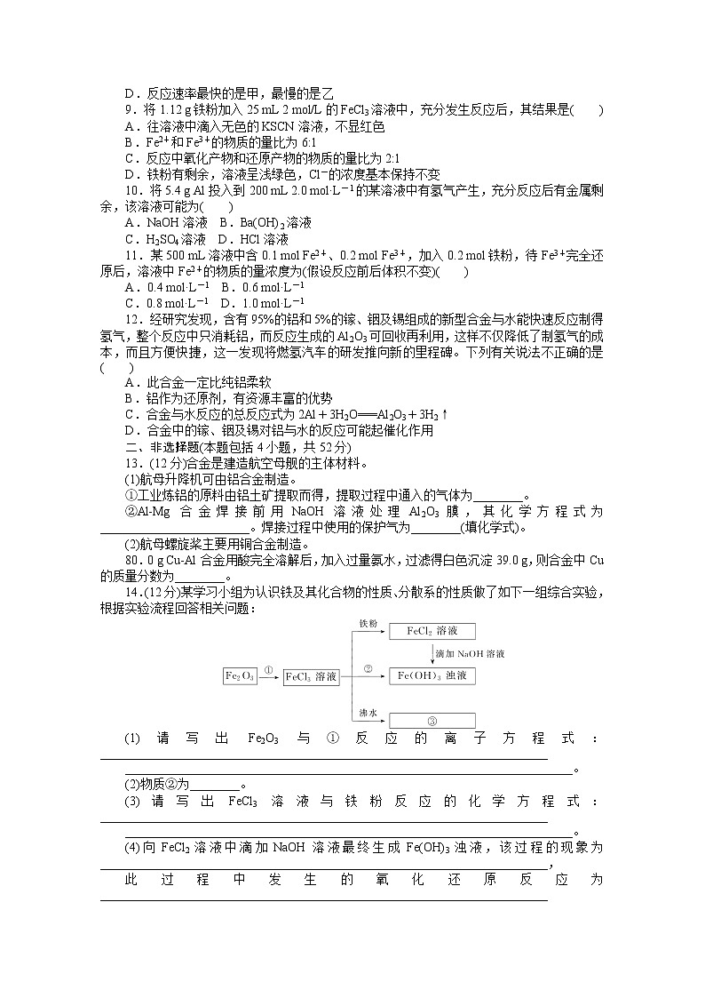 2020-2021学年化学新教材人教版必修1综合素养测评（三）02