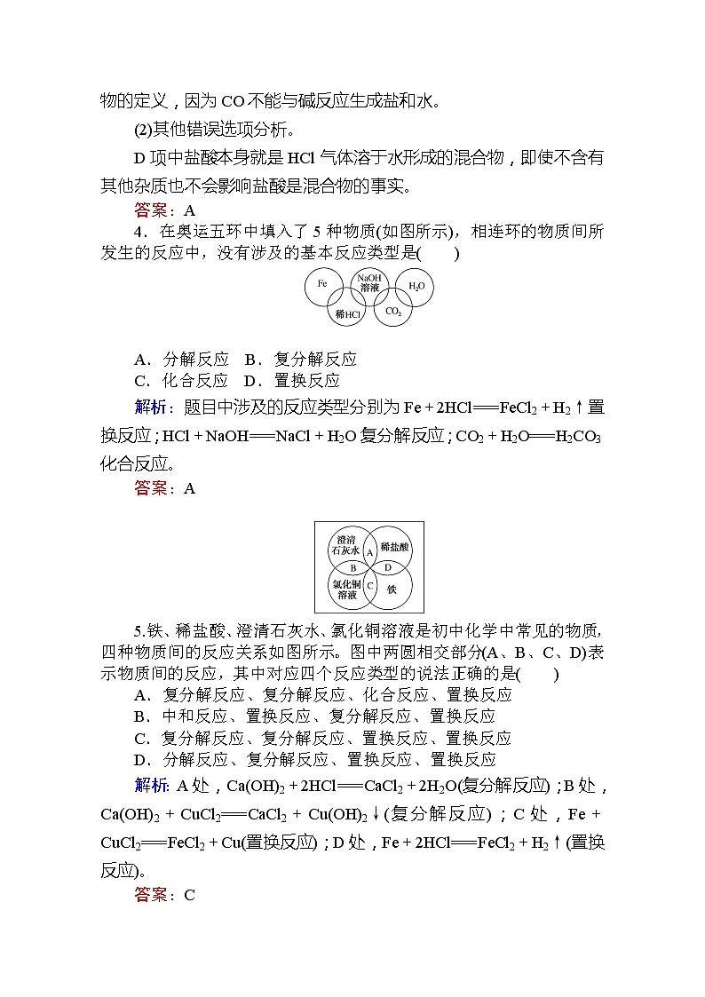 2019-2020学年新教材素养突破人教版化学必修第一册练习：第一章 物质及其变化2第2页